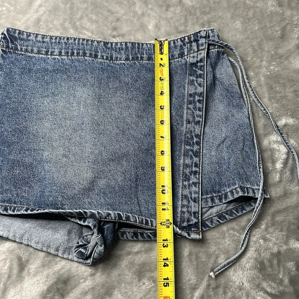 Rewash Skirt Women Size‎ 3/26 Blue Mini Shorts Wrap Front Denim Y2K